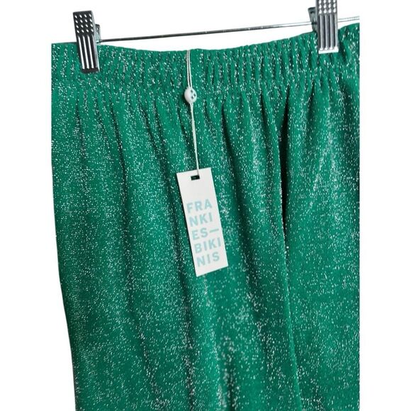 FRANKIES BIKINIS Johnson Terry Lurex Pant Mistletoe Green Flare Size L NWT - Picture 6 of 16